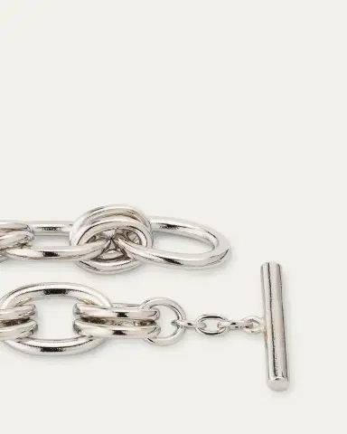 Ben-Amun Silver Lyra Oval Chain Link Necklace | Thumbnail 4