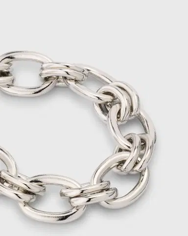 Ben-Amun Silver Lyra Oval Chain Link Necklace | Thumbnail 6