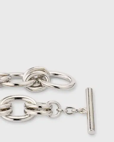 Ben-Amun Silver Lyra Oval Chain Link Necklace | Thumbnail 7