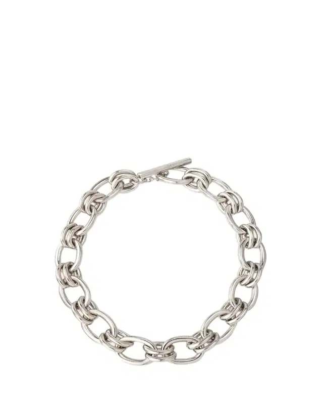 Silver Lyra Oval Chain Link Necklace