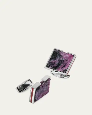 Tateossian Men's Limited Edition Natural Ruby Square Cufflinks | Thumbnail 2