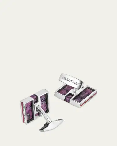 Tateossian Men's Limited Edition Natural Ruby Square Cufflinks | Thumbnail 3