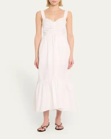 A.L.C. Lilah II Ruched Cotton A-Line Midi Dress | Thumbnail 2 A.L.C. Lilah II Ruched Cotton A-Line Midi Dress | Thumbnail 2