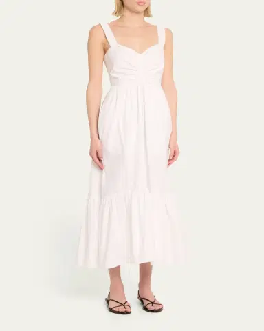 A.L.C. Lilah II Ruched Cotton A-Line Midi Dress | Thumbnail 4 A.L.C. Lilah II Ruched Cotton A-Line Midi Dress | Thumbnail 4