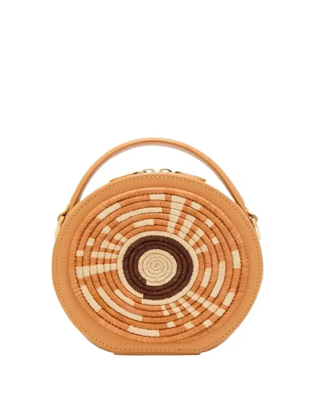 EILAF Rwenzori Round Leather & Straw Top-Handle Bag