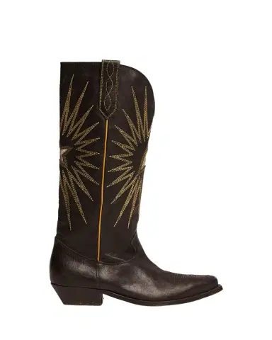 Golden Goose Wish Star Embroidered Leather Western Boots | Thumbnail 1