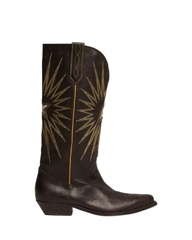 Golden Goose Wish Star Embroidered Leather Western Boots