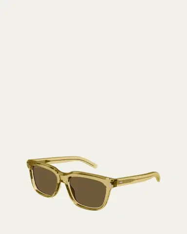 Gucci Men's Transparent Acetate Rectangle Sunglasses | Thumbnail 2