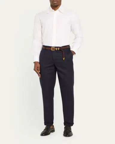 Brunello Cucinelli Men's Sea Island Cotton Sport Shirt | Thumbnail 2