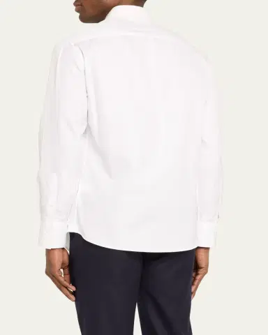 Brunello Cucinelli Men's Sea Island Cotton Sport Shirt | Thumbnail 3