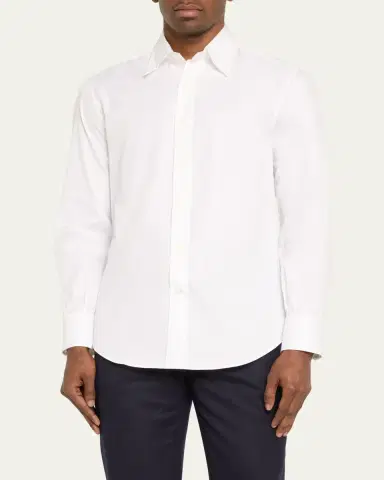 Brunello Cucinelli Men's Sea Island Cotton Sport Shirt | Thumbnail 4