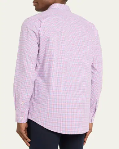 Bergdorf Goodman Men's Cotton Micro-Check Sport Shirt | Thumbnail 3