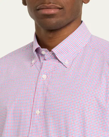Bergdorf Goodman Men's Cotton Micro-Check Sport Shirt | Thumbnail 5