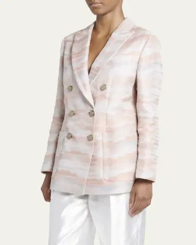 Giorgio Armani Wave Print Jacquard Double-Breasted Blazer | Thumbnail 4