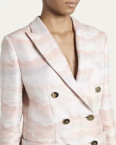 Giorgio Armani Wave Print Jacquard Double-Breasted Blazer | Thumbnail 5