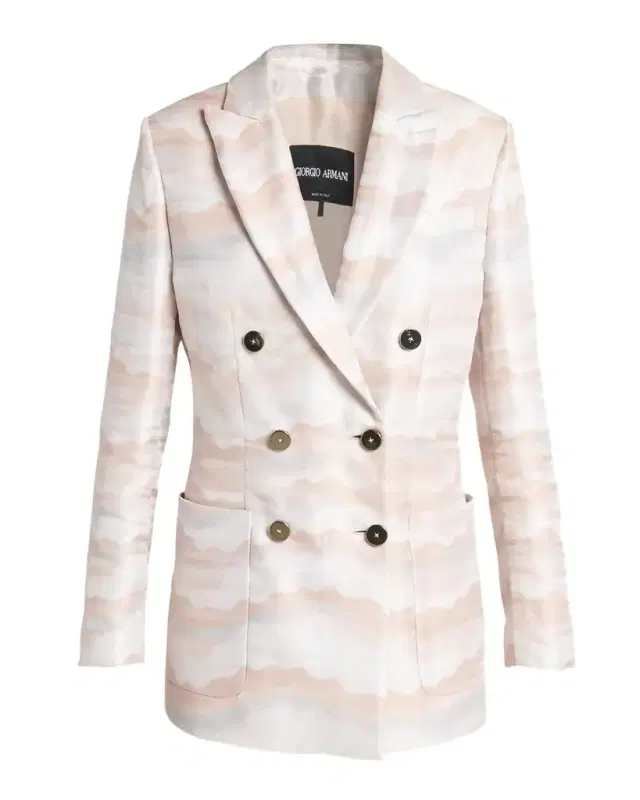 Giorgio Armani Wave Print Jacquard Double-Breasted Blazer