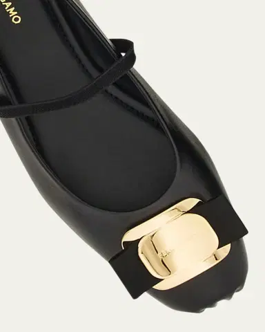 Ferragamo Zina Leather Bow Mary Jane Ballerina Flats | Thumbnail 7