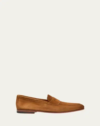 Santoni Men's Carlos Suede Penny Loafers | Thumbnail 12 Santoni Men's Carlos Suede Penny Loafers | Thumbnail 12