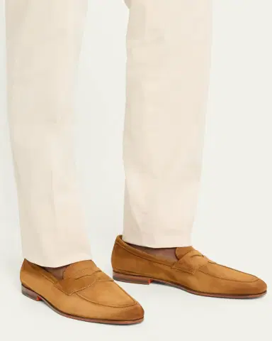Santoni Men's Carlos Suede Penny Loafers | Thumbnail 13 Santoni Men's Carlos Suede Penny Loafers | Thumbnail 13