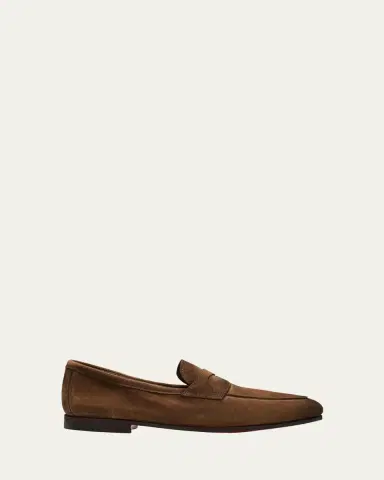 Santoni Men's Carlos Suede Penny Loafers | Thumbnail 17 Santoni Men's Carlos Suede Penny Loafers | Thumbnail 17