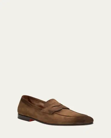 Santoni Men's Carlos Suede Penny Loafers | Thumbnail 19 Santoni Men's Carlos Suede Penny Loafers | Thumbnail 19