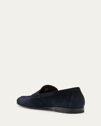 Santoni Men's Carlos Suede Penny Loafers | Thumbnail 6 Santoni Men's Carlos Suede Penny Loafers | Thumbnail 6