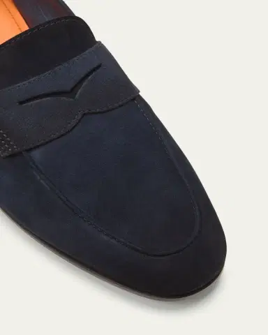 Santoni Men's Carlos Suede Penny Loafers | Thumbnail 7 Santoni Men's Carlos Suede Penny Loafers | Thumbnail 7