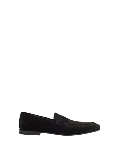 Santoni Men's Carlos Suede Penny Loafers | Thumbnail 1 Santoni Men's Carlos Suede Penny Loafers | Thumbnail 1