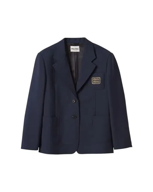 Logo-Embroidered Mohair Blazer