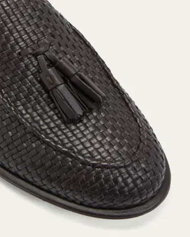 Giorgio Armani Men's Woven Leather Tassel Loafers | Thumbnail 7
