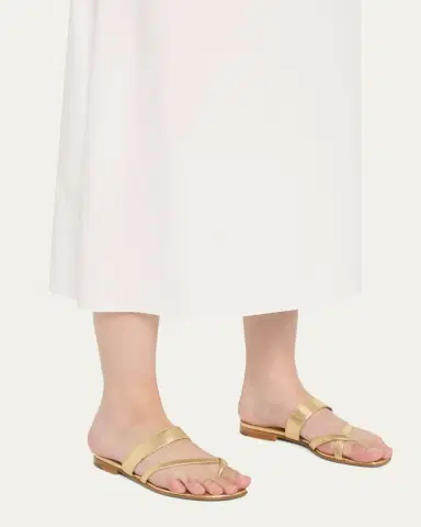 Manolo Blahnik Susa Metallic Crisscross Flat Sandals | Thumbnail 2 Manolo Blahnik Susa Metallic Crisscross Flat Sandals | Thumbnail 2