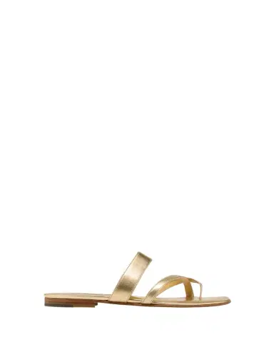 Manolo Blahnik Susa Metallic Crisscross Flat Sandals | Thumbnail 1 Manolo Blahnik Susa Metallic Crisscross Flat Sandals | Thumbnail 1