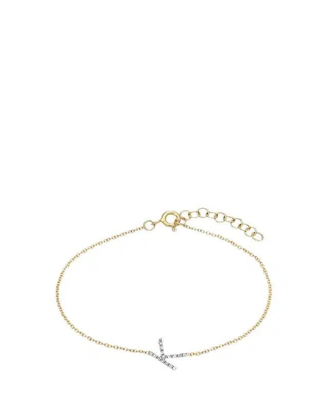 14K Yellow Gold Diamond Initial Bracelet