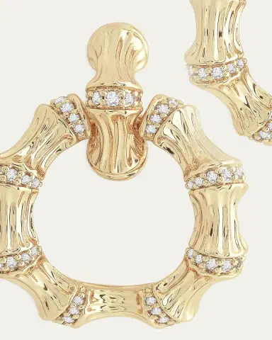 Anabel Aram Jewelry Cubic Zirconia Bamboo Double Hoop Earrings | Thumbnail 4