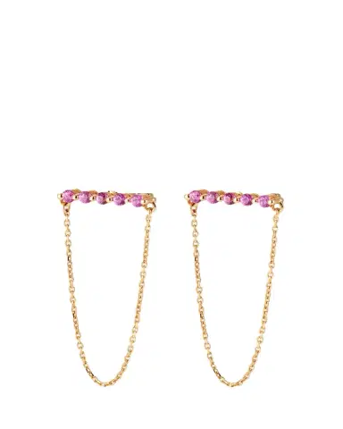 JIA JIA 14K Gemstone Bar Chain Earrings | Thumbnail 1