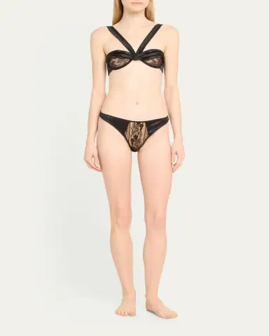 Livy Grenelle Lace & Pleated Satin Bustier Bra | Thumbnail 2 Livy Grenelle Lace & Pleated Satin Bustier Bra | Thumbnail 2