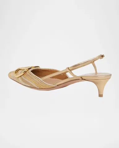 Valentino Garavani VLogo Medallion Metallic Slingback Pumps | Thumbnail 3 Valentino Garavani VLogo Medallion Metallic Slingback Pumps | Thumbnail 3
