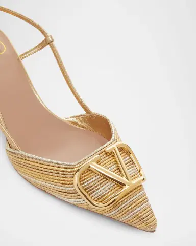 Valentino Garavani VLogo Medallion Metallic Slingback Pumps | Thumbnail 4 Valentino Garavani VLogo Medallion Metallic Slingback Pumps | Thumbnail 4