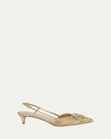Valentino Garavani VLogo Medallion Metallic Slingback Pumps | Thumbnail 5 Valentino Garavani VLogo Medallion Metallic Slingback Pumps | Thumbnail 5