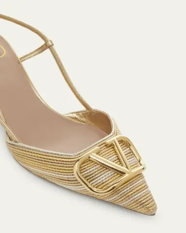 Valentino Garavani VLogo Medallion Metallic Slingback Pumps | Thumbnail 9 Valentino Garavani VLogo Medallion Metallic Slingback Pumps | Thumbnail 9