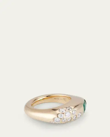 Uniform Object 18K Yellow Gold Dowry Ring With Emerald-Cut Stone And Diamonds | Thumbnail 4
