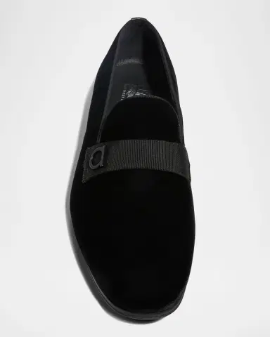 Ferragamo Men's Lapo Velvet Loafers | Thumbnail 4