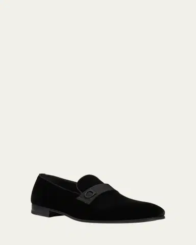 Ferragamo Men's Lapo Velvet Loafers | Thumbnail 6