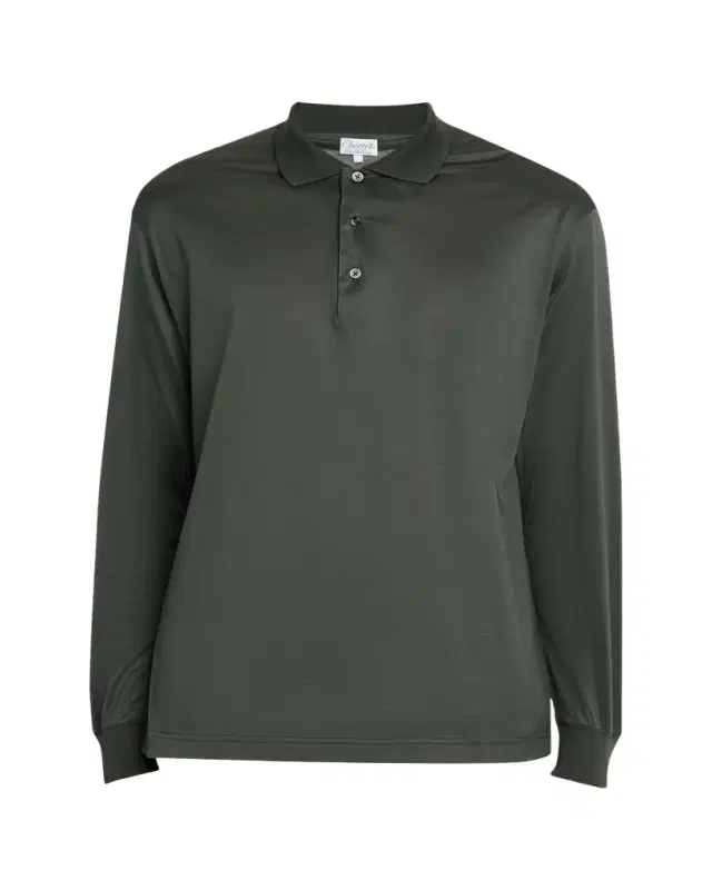 Men's Cashmere and Silk Knit Long-Sleeve Polo Shirt Men's Cashmere and Silk Knit Long-Sleeve Polo Shirt