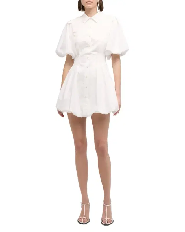 Cleo Polin Balloon-Sleeve Pleated Mini Dress