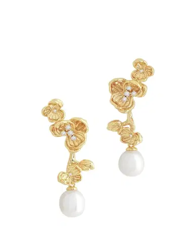 Anabel Aram Jewelry Cubic Zirconia Orchid Pearl Drop Earrings | Thumbnail 1 Anabel Aram Jewelry Cubic Zirconia Orchid Pearl Drop Earrings | Thumbnail 1