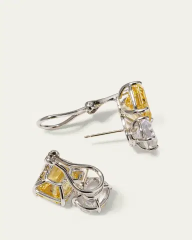 FANTASIA by DESERIO 26.0 TCW White Oval & Canary Emerald-Cut Stud Earrings | Thumbnail 4 FANTASIA by DESERIO 26.0 TCW White Oval & Canary Emerald-Cut Stud Earrings | Thumbnail 4