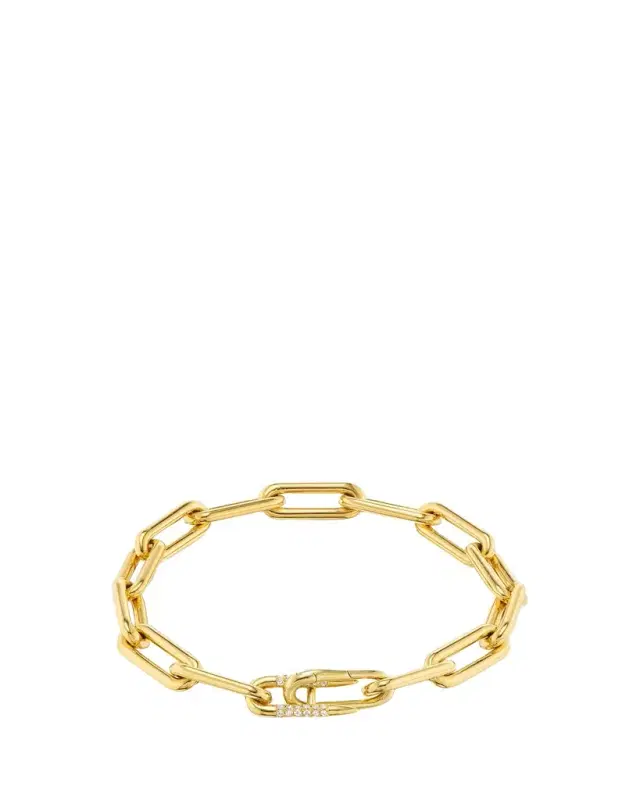 18K Heavy Metal Bracelet with Diamond Pave Spur