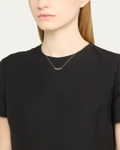 Sydney Evan 14K Graduated Bezel Curve Bar Necklace with Pink Sapphires | Thumbnail 2