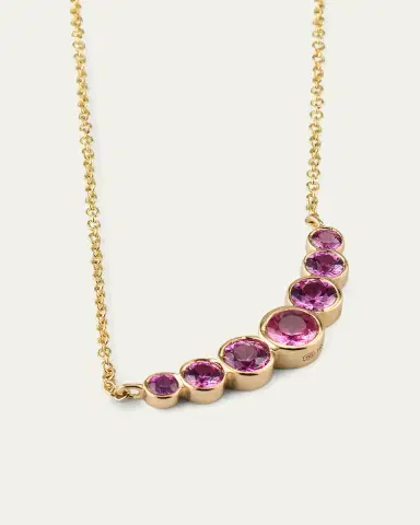 Sydney Evan 14K Graduated Bezel Curve Bar Necklace with Pink Sapphires | Thumbnail 3